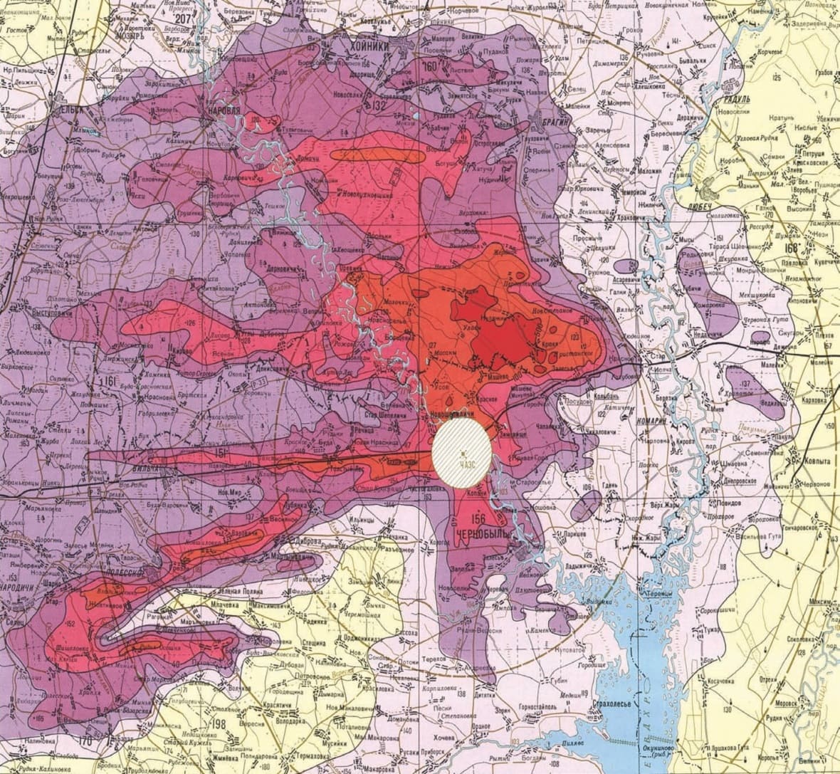 Чернобыль карта радиации